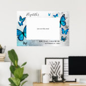 Poster Élégant Papillon Bleu et Argent Accessoire pour Ph (Bureau à domicile)
