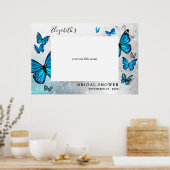 Poster Élégant Papillon Bleu et Argent Accessoire pour Ph (Cuisine)