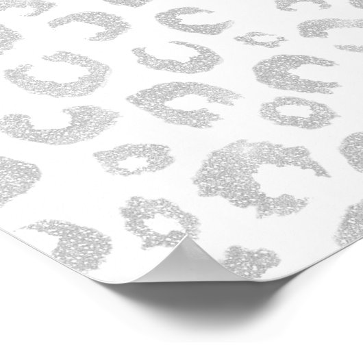 Poster Élégant Parties scintillant d'argent Motif Leopard (Coin)