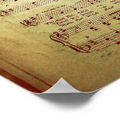 Poster Élégant Partition Vintage Notes Love Song (Coin)