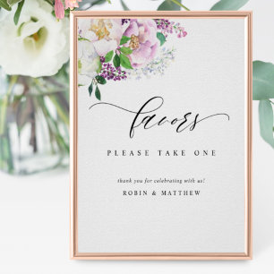 Poster Élégant Pastel Joyeux Floral Wedding Favor Signal