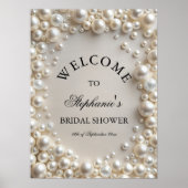 Poster Elégant Pastel Pearls Fête des mariées Bienvenue (Devant)