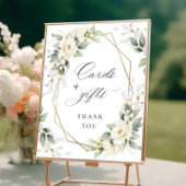 Poster Elégant Pastel White Roses Cartes et Cadeaux