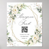 Poster Elégant Pastel White Roses Eucalypt Honeymoon Fund (Devant)