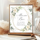 Poster Elégant Pastel White Roses Eucalyptus Mimosa Bar