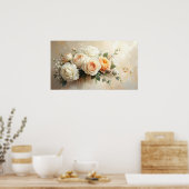 Poster Elegant Peach & Cream Rose Bouquet: Romantic Paint (Cuisine)