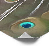 Poster Elégant Peacock En Bleu Avec Queue Fannée (Coin)