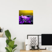 POSTER ÉLÉGANT PEACOCK EN PURPLE JAUNE (Bureau à domicile)