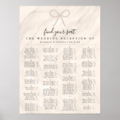 Poster Elegant Pearl Bow Alphabetical Guest Seating Chart (Devant)