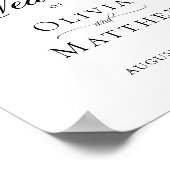 Poster Elégant Pêche Bleu Mariage Botanique Bienvenue (Coin)