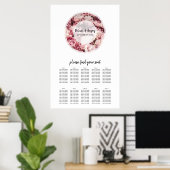Poster Élégant Peonies roses Mariage Seonies Chart (Bureau à domicile)