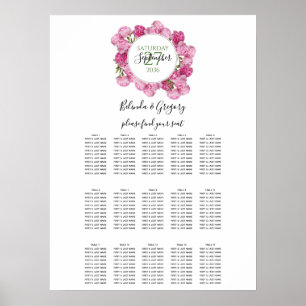 Poster Élégant Peonies roses Mariage Seonies Chart