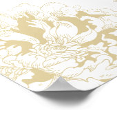 Poster Elégant Peony Or Floral Mariage Siège (Coin)