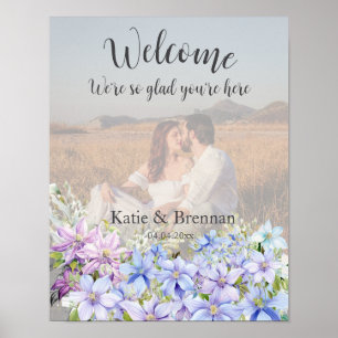 Poster Elegant Periwinkle Clematis Mariage Bienvenue Phot