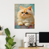 Poster Elegant Persian Kitten – Cute Pastel Digital Portr (Bureau à domicile)