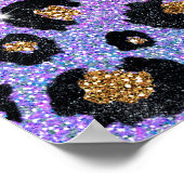 Poster Elegant Pink Blue Gold Glitter Black Leopard (Coin)