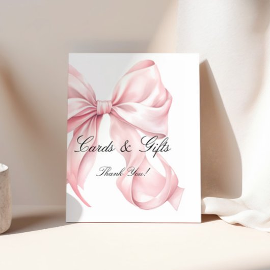 Poster Elegant Pink Bow Cards and Gifts Sign