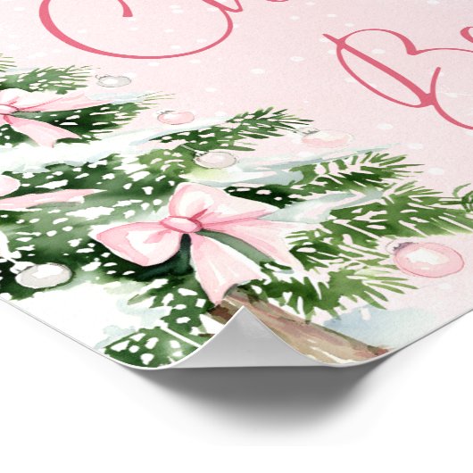 Poster Élégant Pink Bows Christmas Tree Chili Bar (Coin)