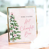 Poster Élégant Pink Bows Christmas Tree Hot Chocolate Bar