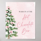 Poster Élégant Pink Bows Christmas Tree Hot Chocolate Bar (Devant)