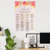 Poster Élégant Pink Floral Gold Mariage Graphique de sièg (Bureau à domicile)