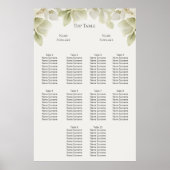 Poster Élégant plan de siège Mariage de feuillage vert (Devant)