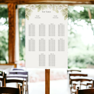 Poster Élégant plan de siège Mariage de feuillage vert
