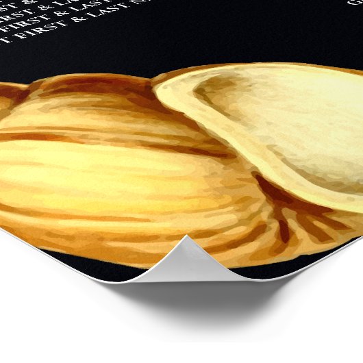 Poster Élégant plan de table de mariage sur la plage illu (Coin)