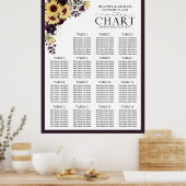 Poster Elégant Plum Purple Sunflower Réception Siège (Cuisine)