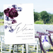 Poster Élégant Plum violet & Indigo Mariage Floral bleu
