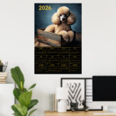 Poster Elegant Poodle in Wooden Crate – 2026 Classic Dog  (Bureau à domicile)