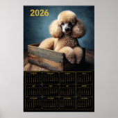 Poster Elegant Poodle in Wooden Crate – 2026 Classic Dog  (Devant)