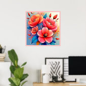 Poster Elegant Poppies: Radiant Nature Art (Bureau à domicile)