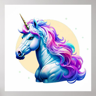 Poster Élégant portrait Unicorn