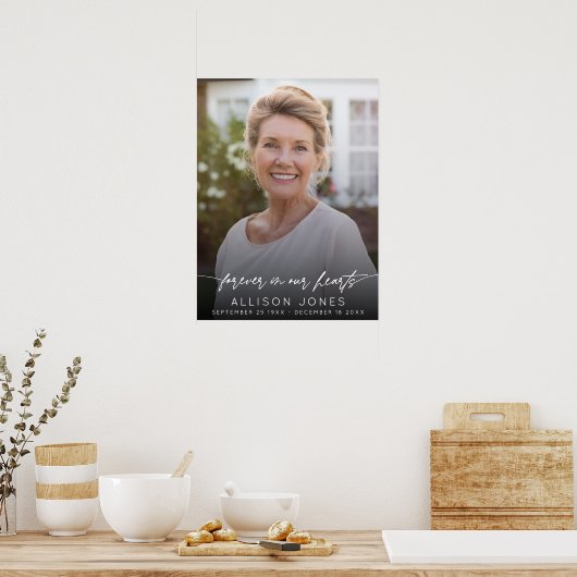 Poster Elégant Pour Toujours Dans Nos Coeurs Script Photo (Cuisine)