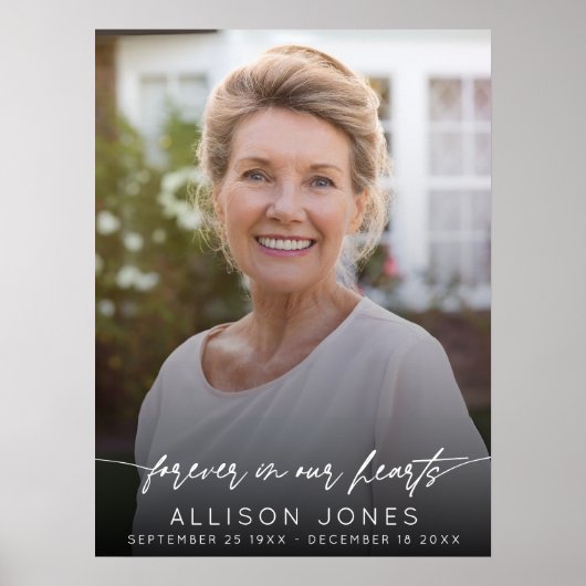 Poster Elégant Pour Toujours Dans Nos Coeurs Script Photo (Devant)