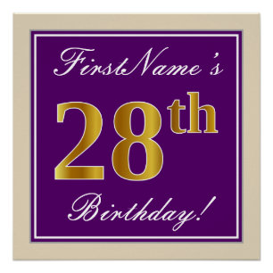 Poster Elégant, pourpre, Faux Gold 28ème anniversaire + N