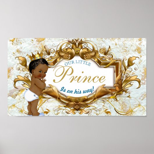 Poster Elégant Prince Africain Marbre Blanc & Or (Devant)