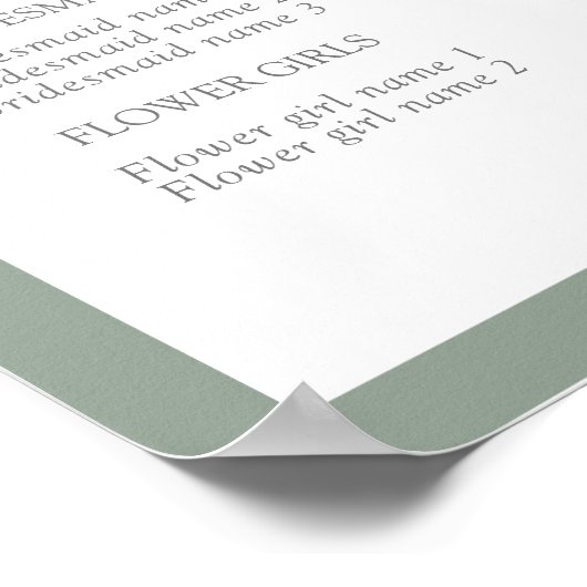 Poster Élégant programme d'aquarelle florale vert gris bl (Coin)