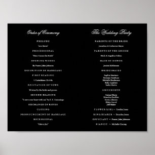 Poster Élégant programme de mariage de script à l'intérie