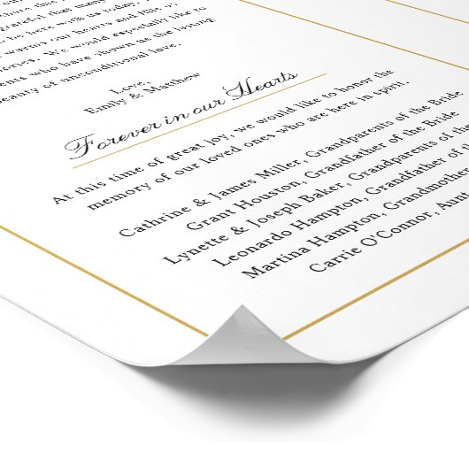 Poster Élégant programme de mariage Monogramme à l'extéri (Coin)