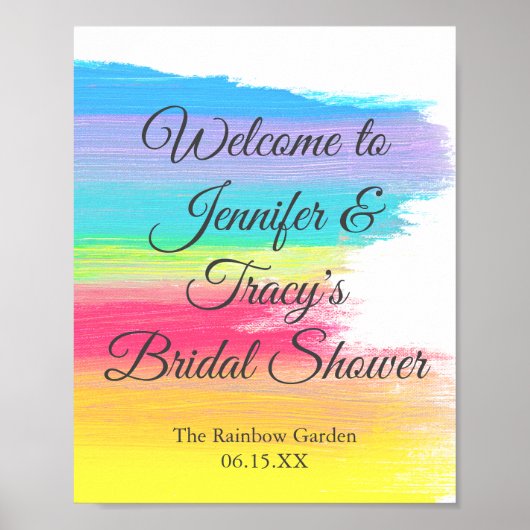 Poster Elegant Rainbow Personalized Lesbian Bridal Shower (Devant)