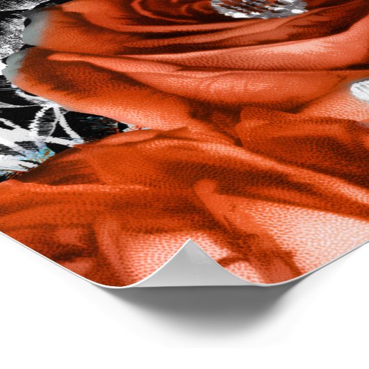 Poster Elegant Red and Silver Flowers Birthday Part (Coin)