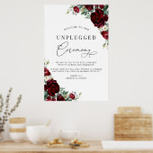 Poster Élégant Red Roses Unplugged Ceremony Mariage (Cuisine)