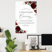Poster Élégant Red Roses Unplugged Ceremony Mariage (Bureau à domicile)