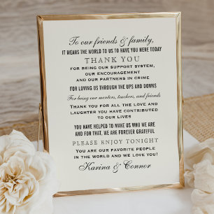 Poster Élégant Remerciement de l'invité de mariage en ivo
