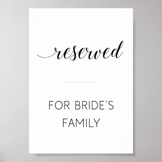 Poster Élégant Réservé aux Mariées Mariage de famille (Devant)