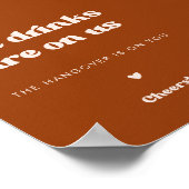 Poster Elégant rétro Burnt Orange Mariage (Coin)