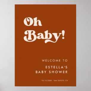 Poster Élégant rétro Burnt Orange Oh Baby