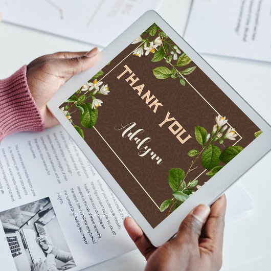 Poster Élégant Retro Floral Nom personnalisé Texte Cadeau